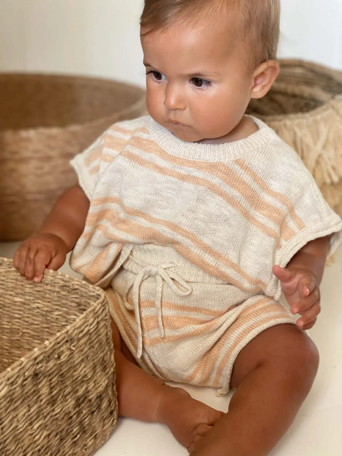 Kori Slub Cotton Shorts | Peach