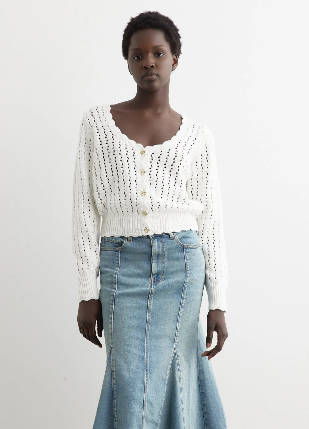 Lace Low O-Neck Cardigan