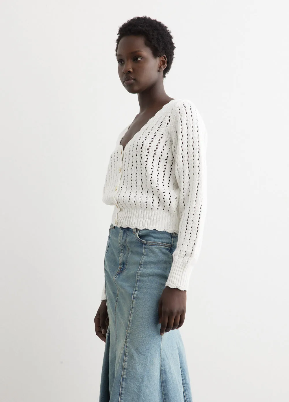 Lace Low O-Neck Cardigan