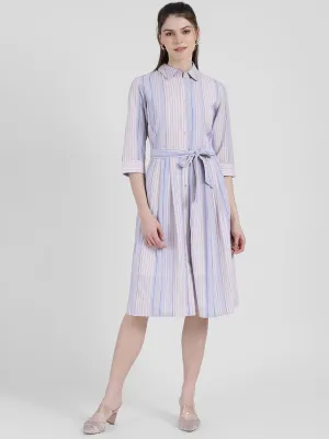 Lavender Striped Sheath Dress