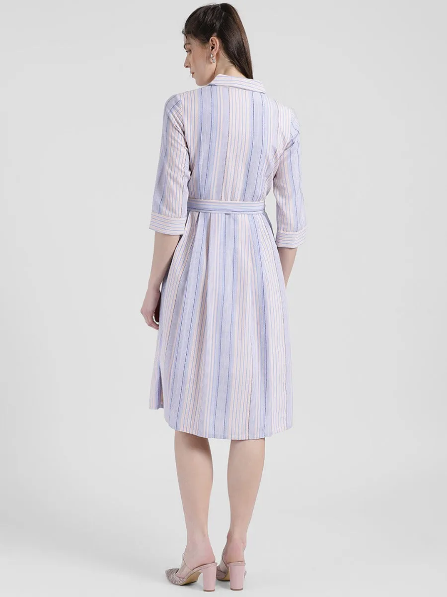 Lavender Striped Sheath Dress