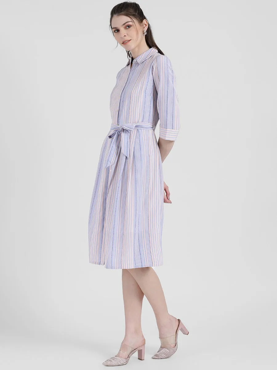 Lavender Striped Sheath Dress