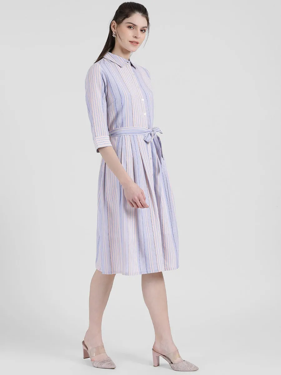 Lavender Striped Sheath Dress