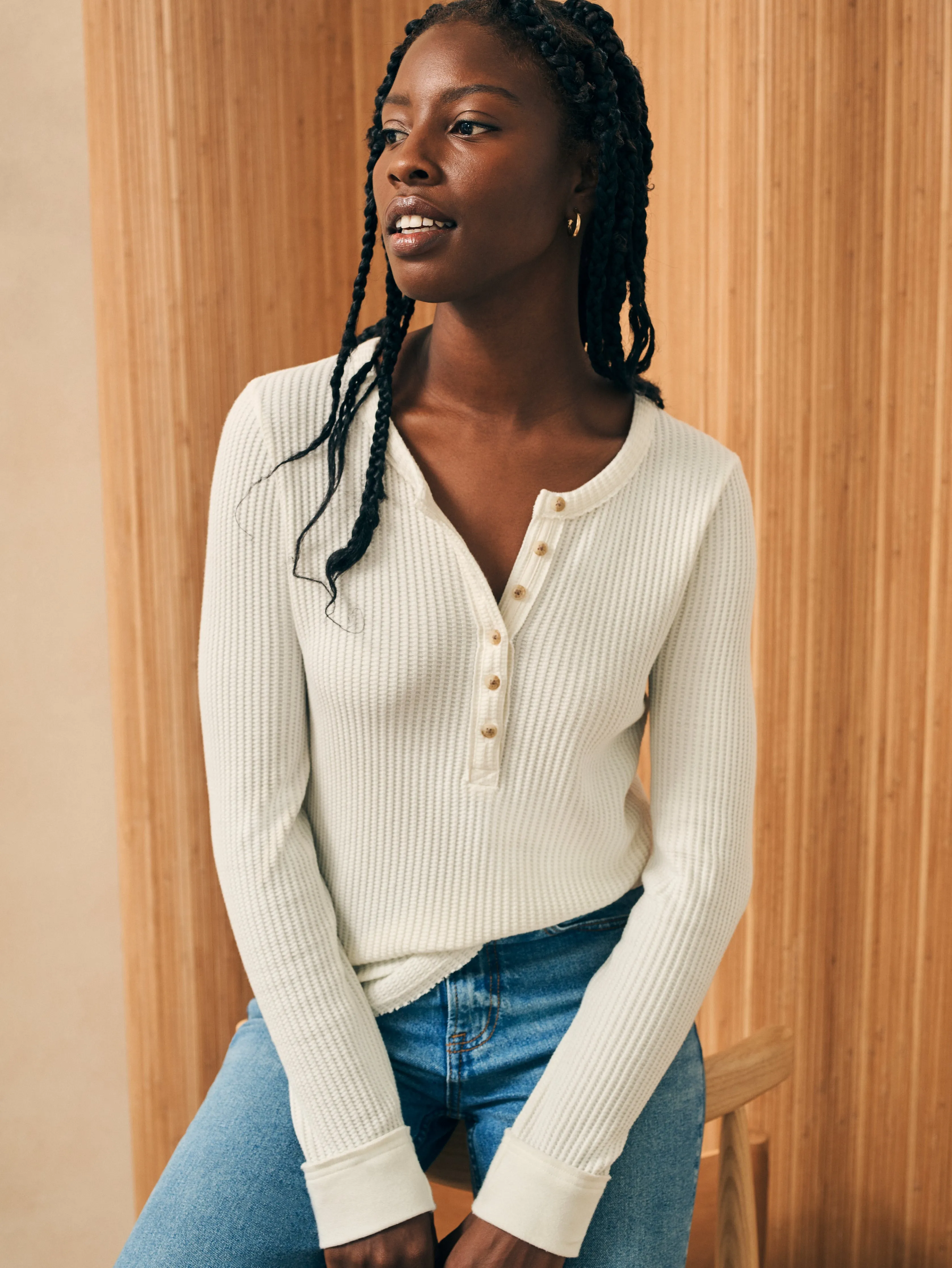 Legend Apres Waffle Henley - Egret