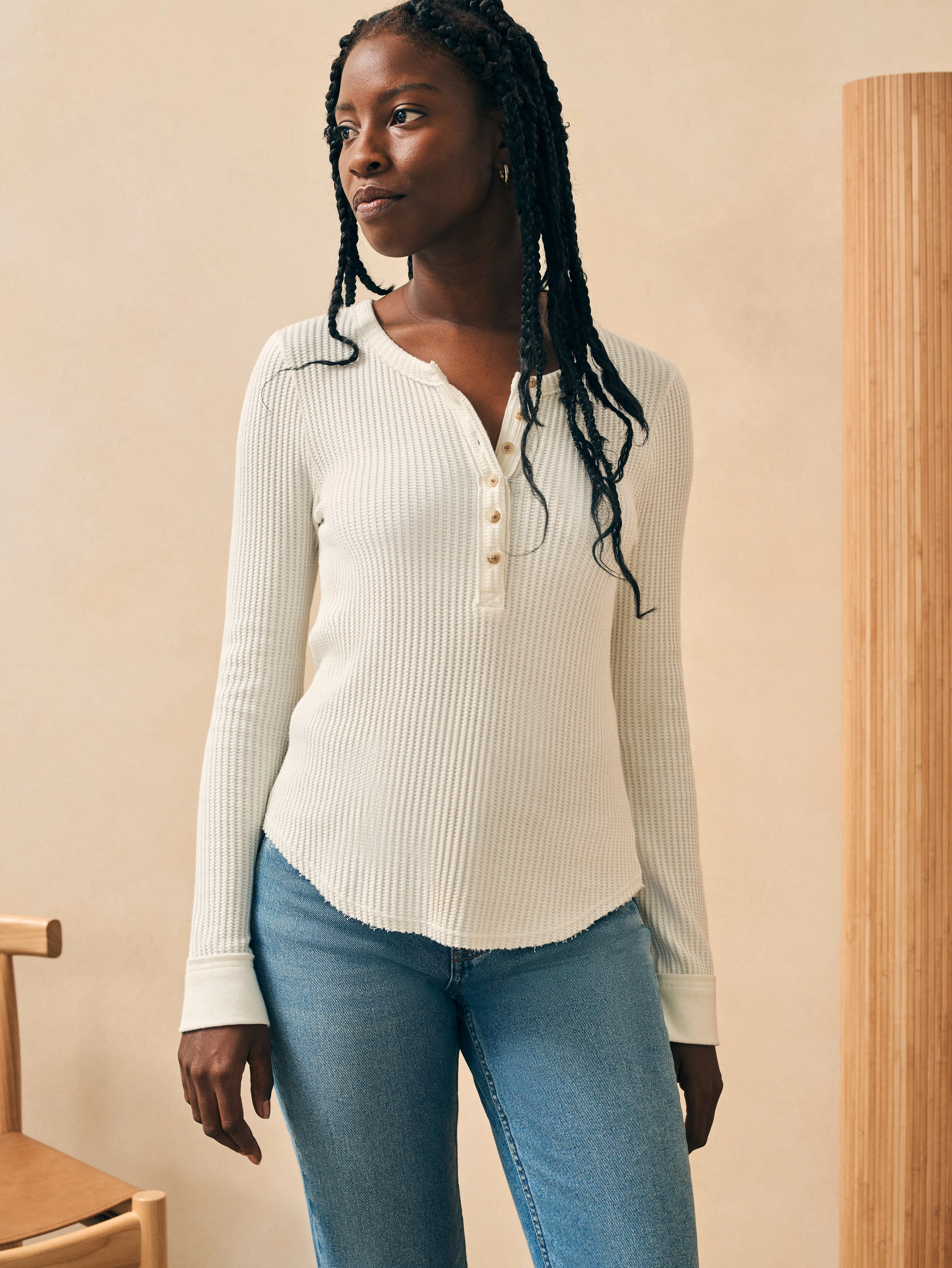 Legend Apres Waffle Henley - Egret