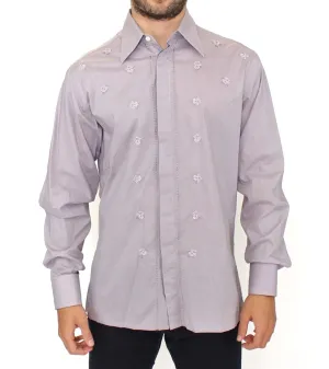 Light Purple Floral Cotton Casual Shirt Top