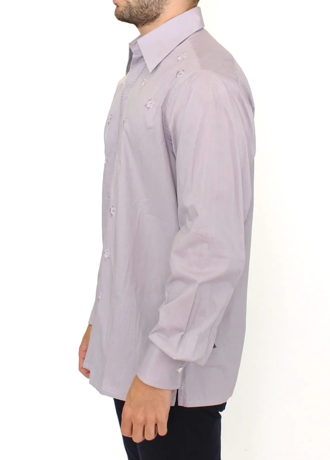 Light Purple Floral Cotton Casual Shirt Top
