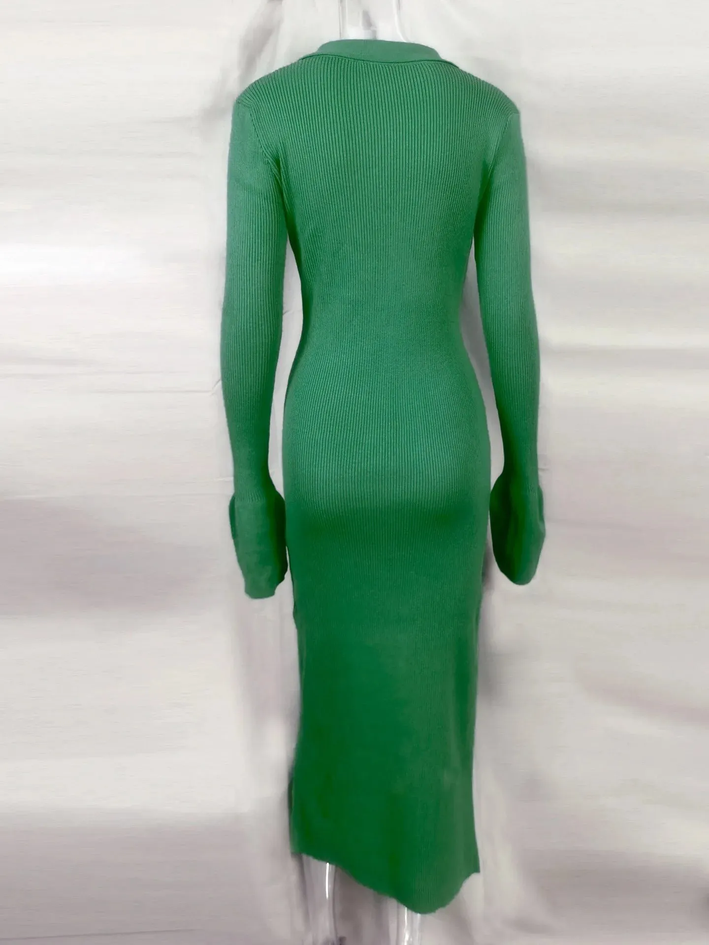 Long Sleeve Bodycon Knitted Maxi Sweater Lady Elegant Long Dress