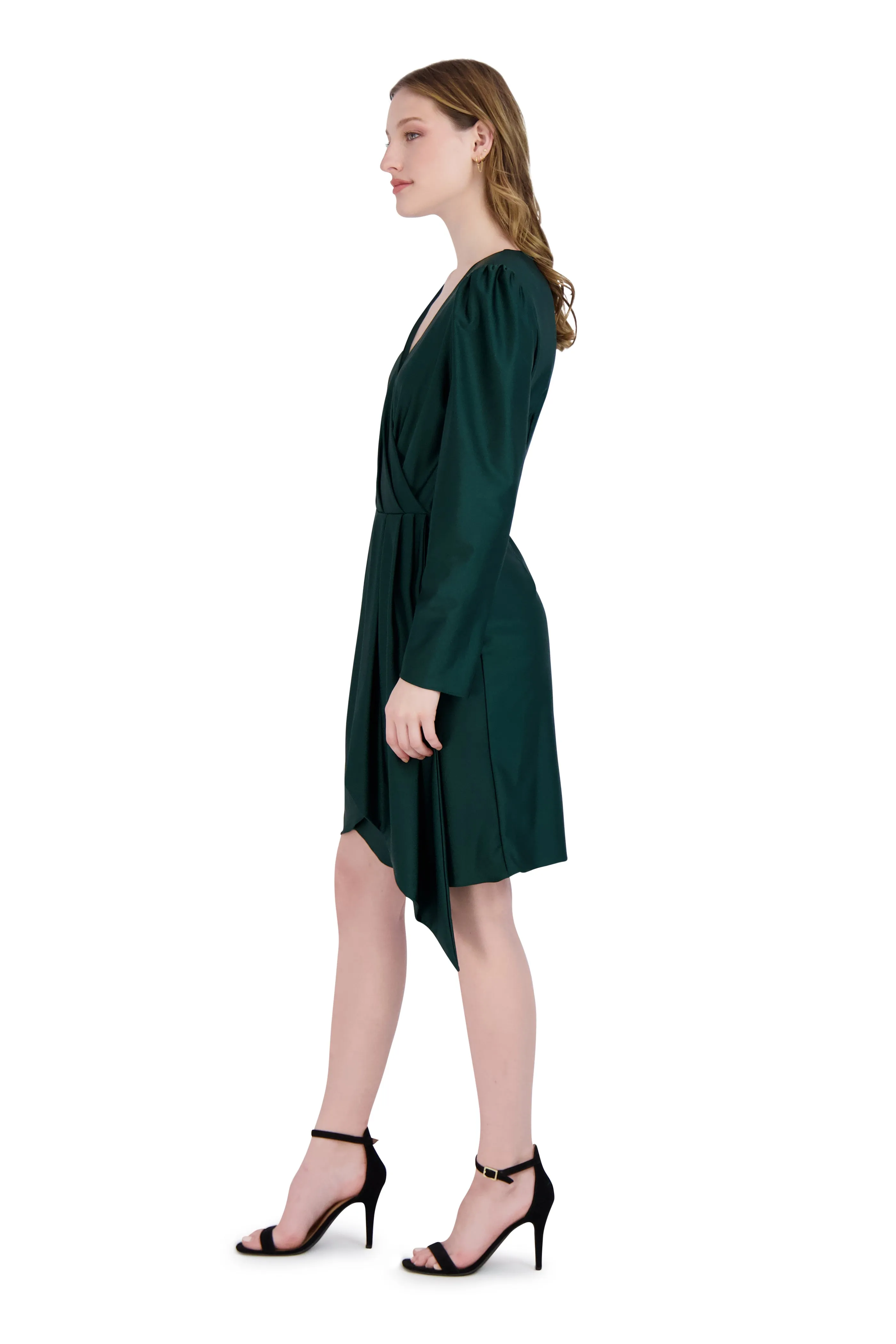 Long Sleeve Faux Wrap Dress