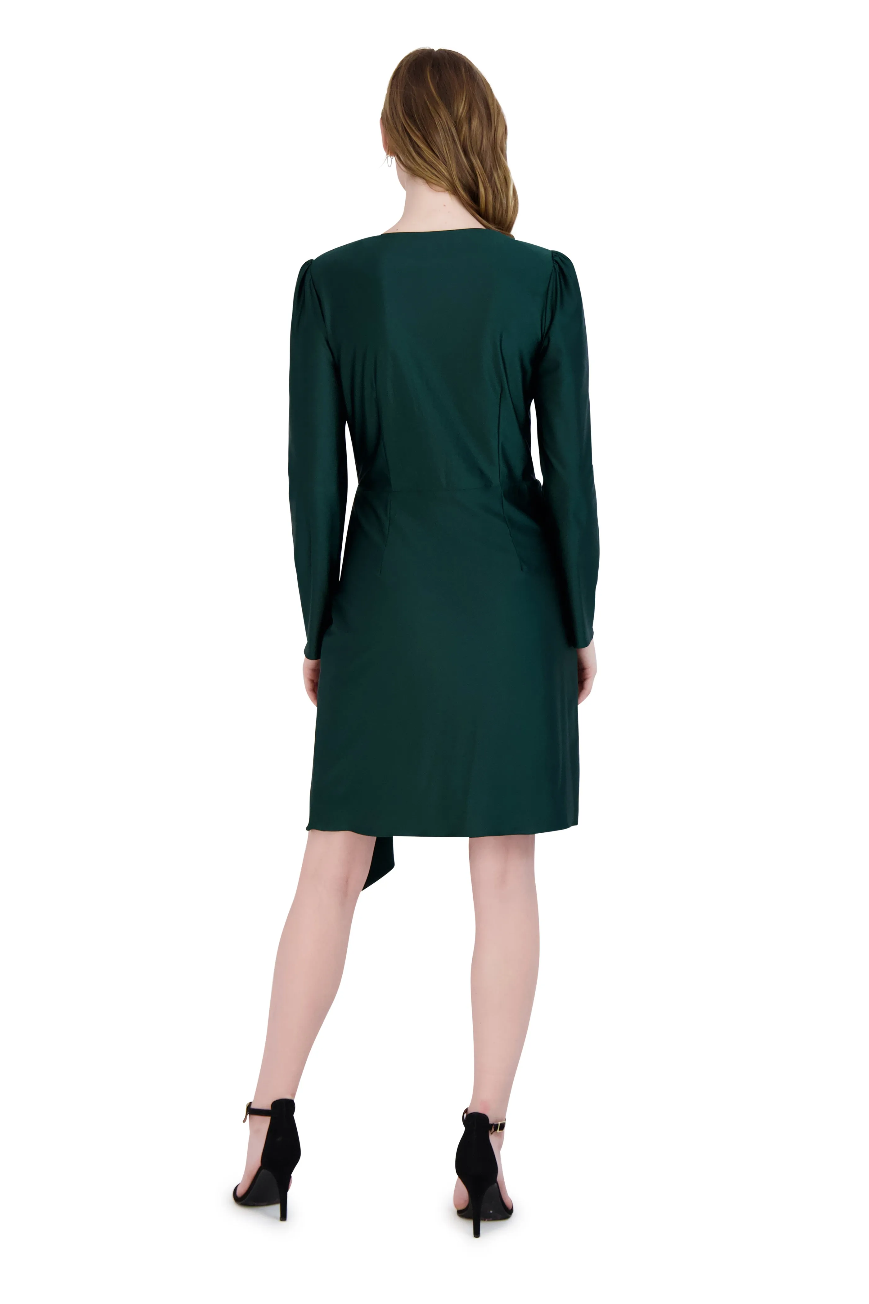 Long Sleeve Faux Wrap Dress