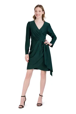 Long Sleeve Faux Wrap Dress