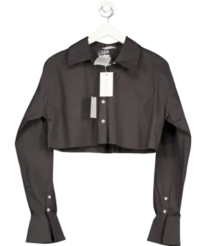 Lovers and Friends Grey Palmer Cropped Shirt Top UK S