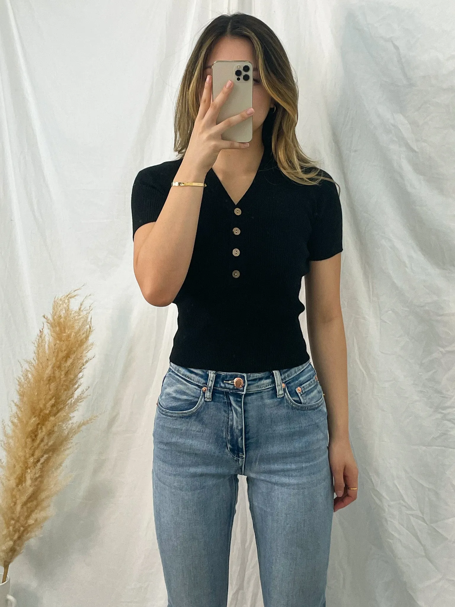 MACY KNIT TEE - BLACK