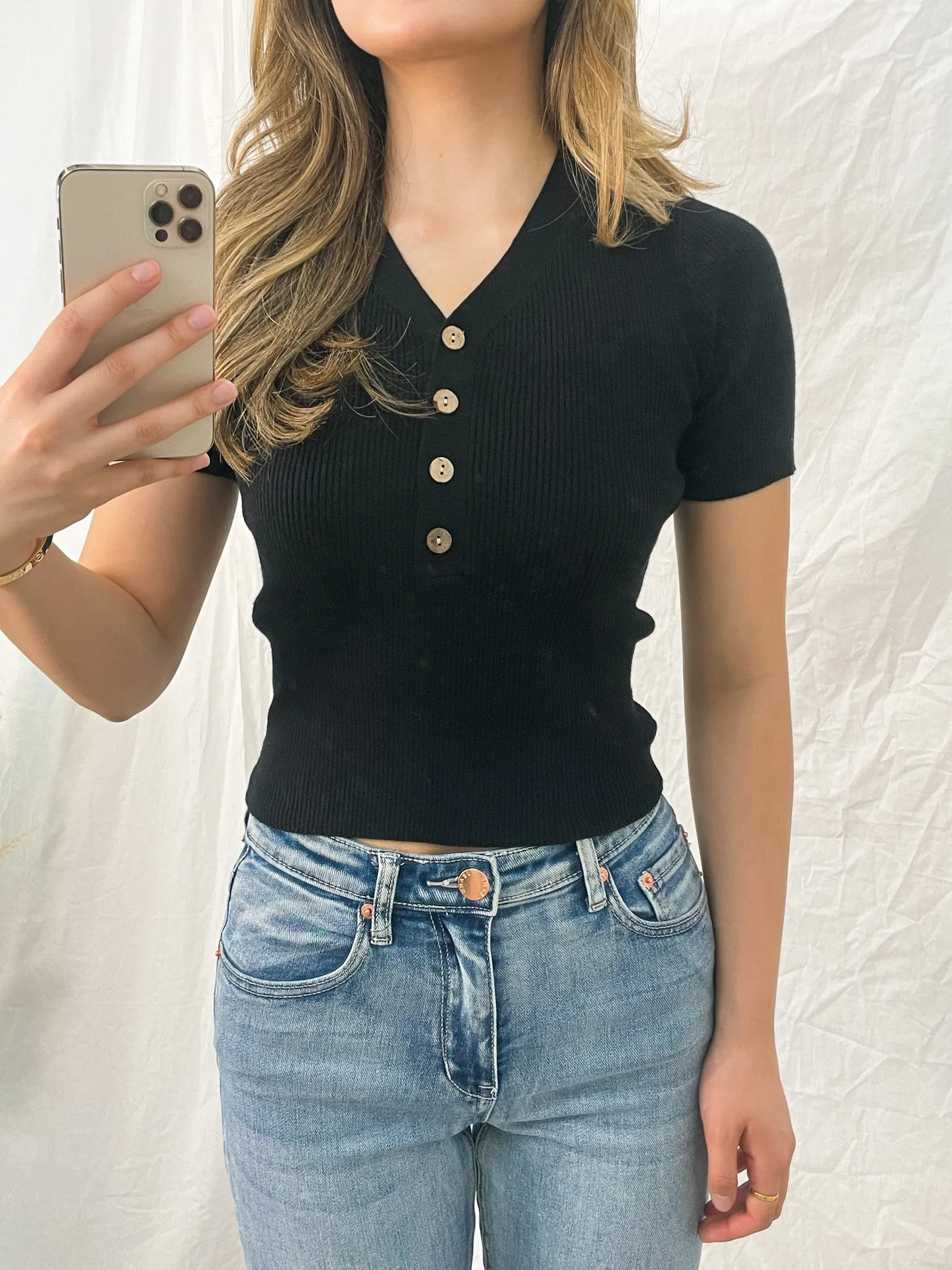 MACY KNIT TEE - BLACK