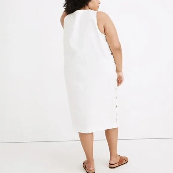 Madewell Linen-Cotton Side-Button Midi Dress 1X