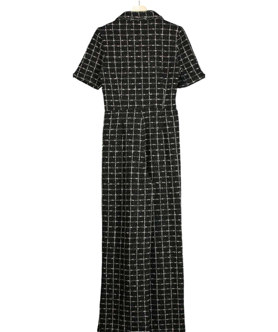 MANGO Black Short-sleeved Tweed Jumpsuit UK XL