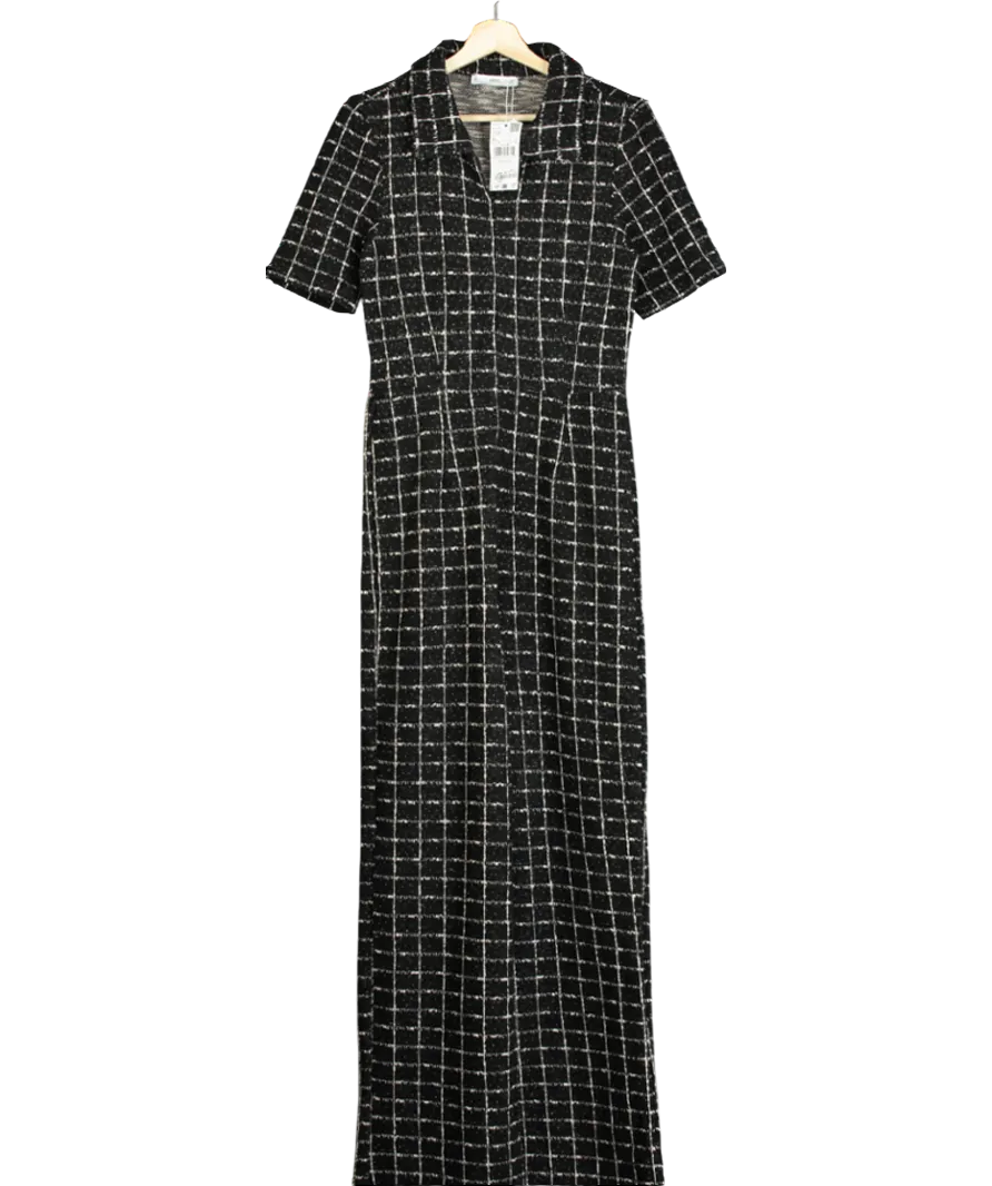 MANGO Black Short-sleeved Tweed Jumpsuit UK XL