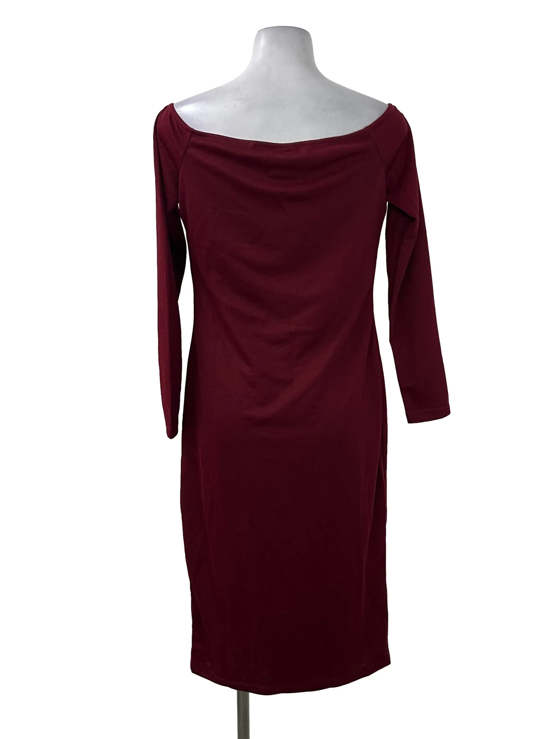 Maroon Off-Shoulder Sheath Dress