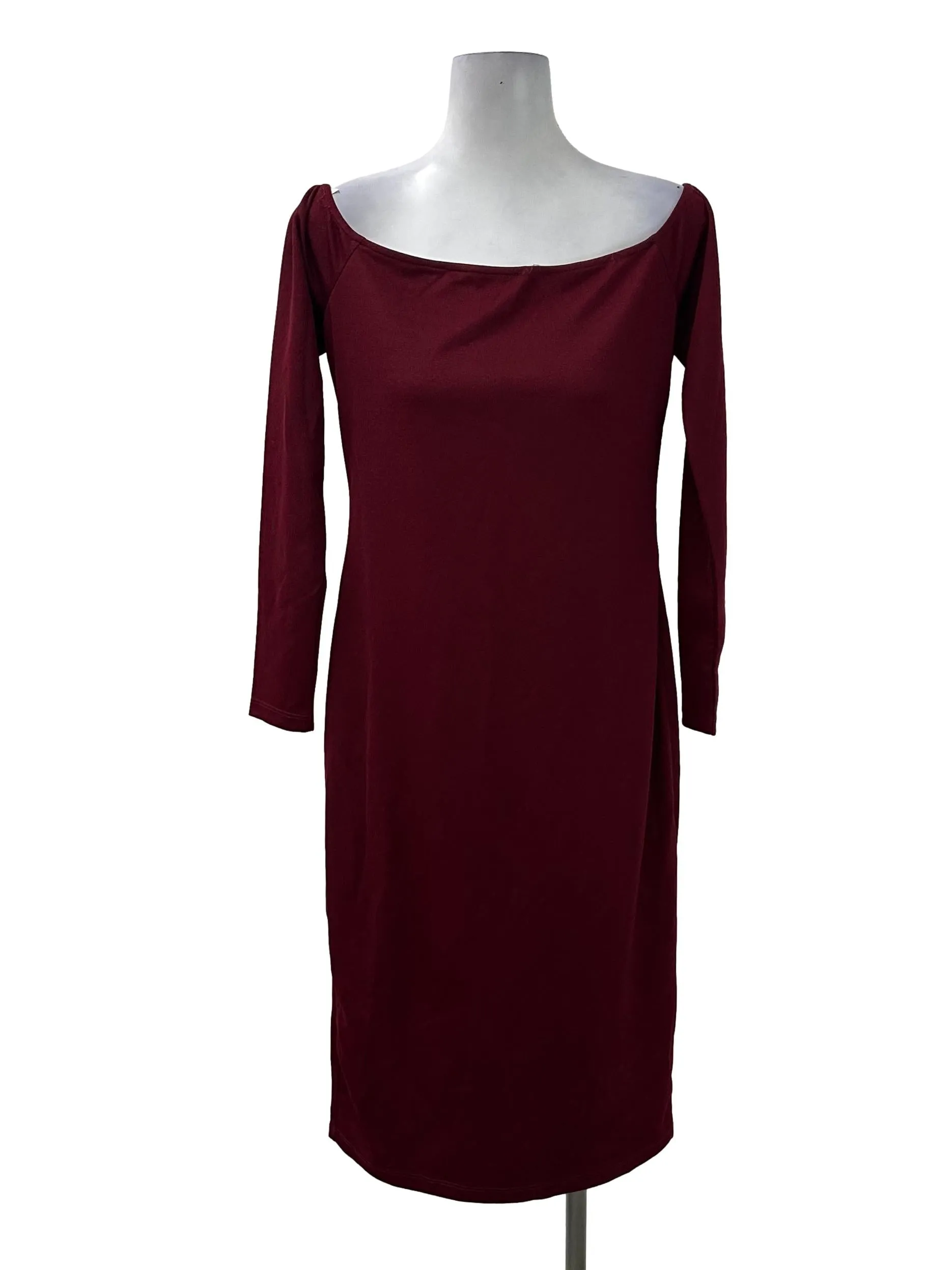 Maroon Off-Shoulder Sheath Dress