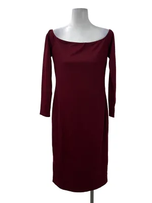 Maroon Off-Shoulder Sheath Dress