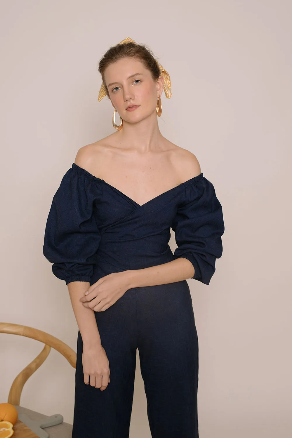 MARRAKESH SET Off Shoulder Multiway Top and Culottes (Midnight Blue Crepe)