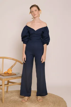 MARRAKESH SET Off Shoulder Multiway Top and Culottes (Midnight Blue Crepe)