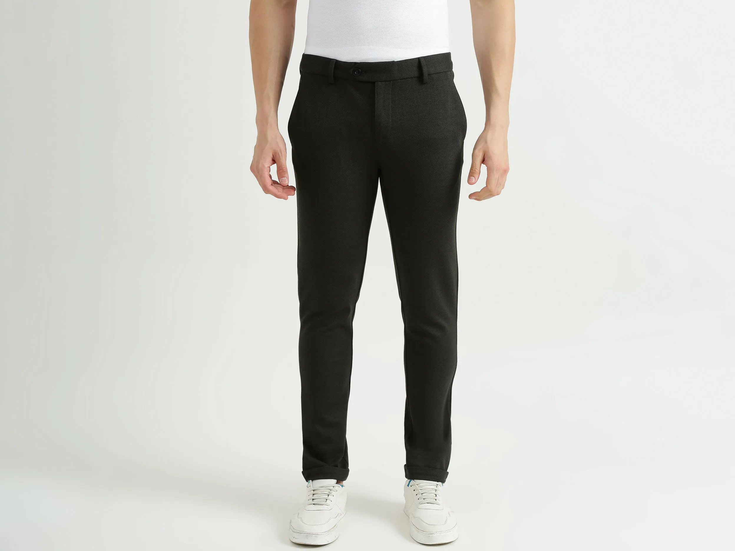 Mens Cropped Patterned Trousers