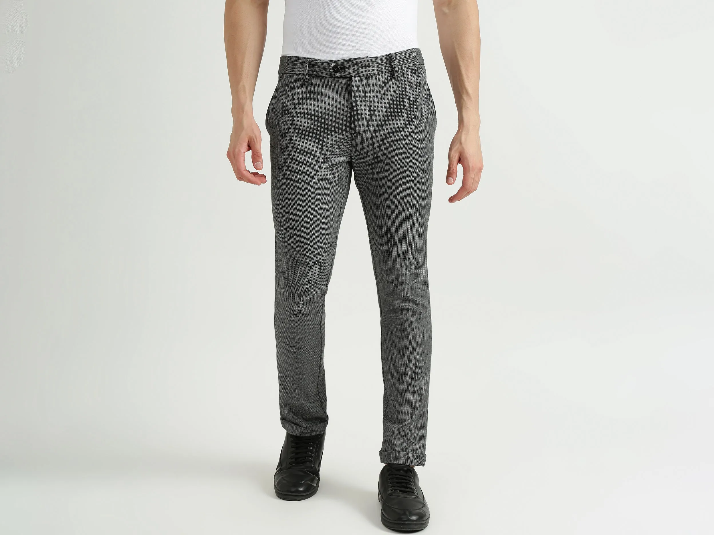 Mens Cropped Patterned Trousers