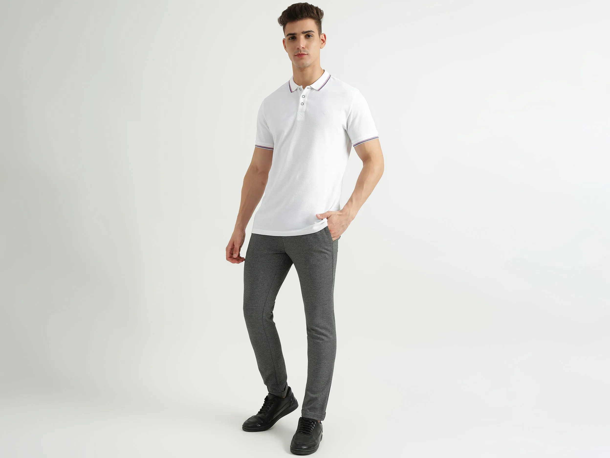 Mens Cropped Patterned Trousers