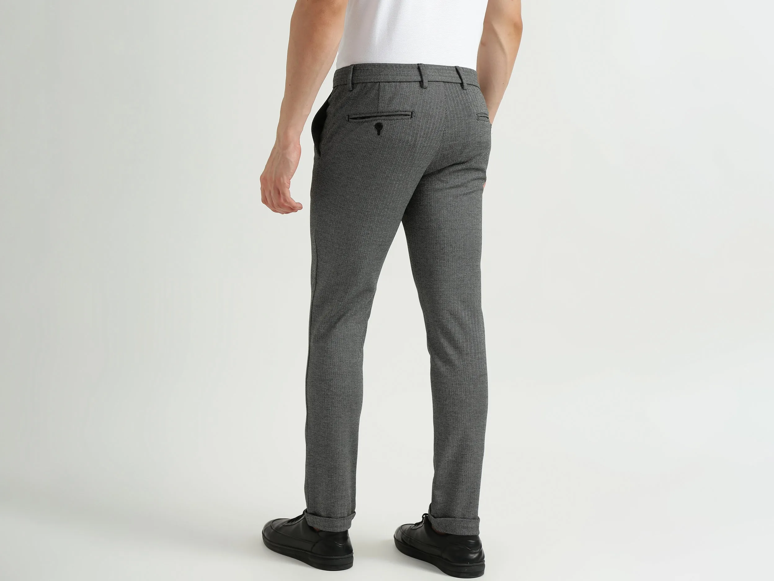 Mens Cropped Patterned Trousers