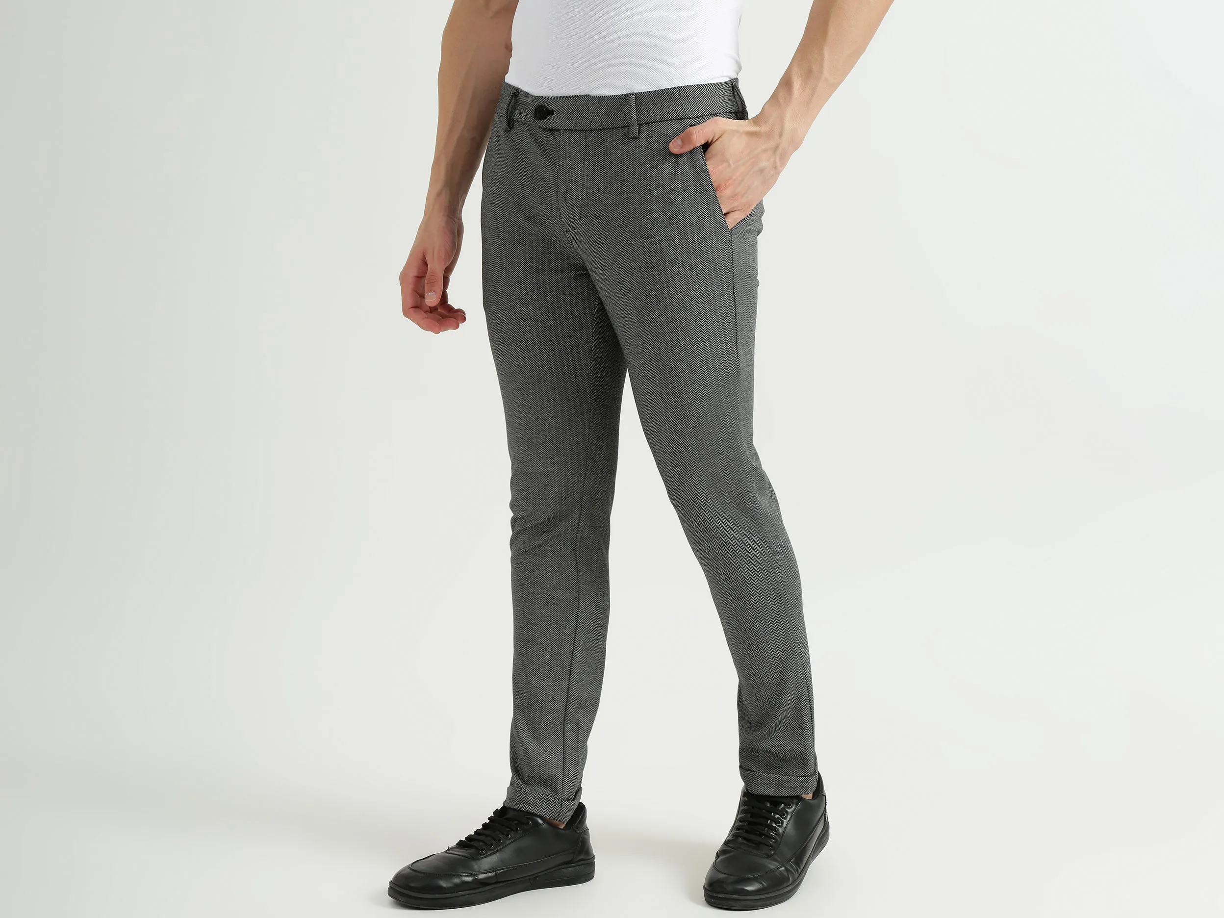 Mens Cropped Patterned Trousers
