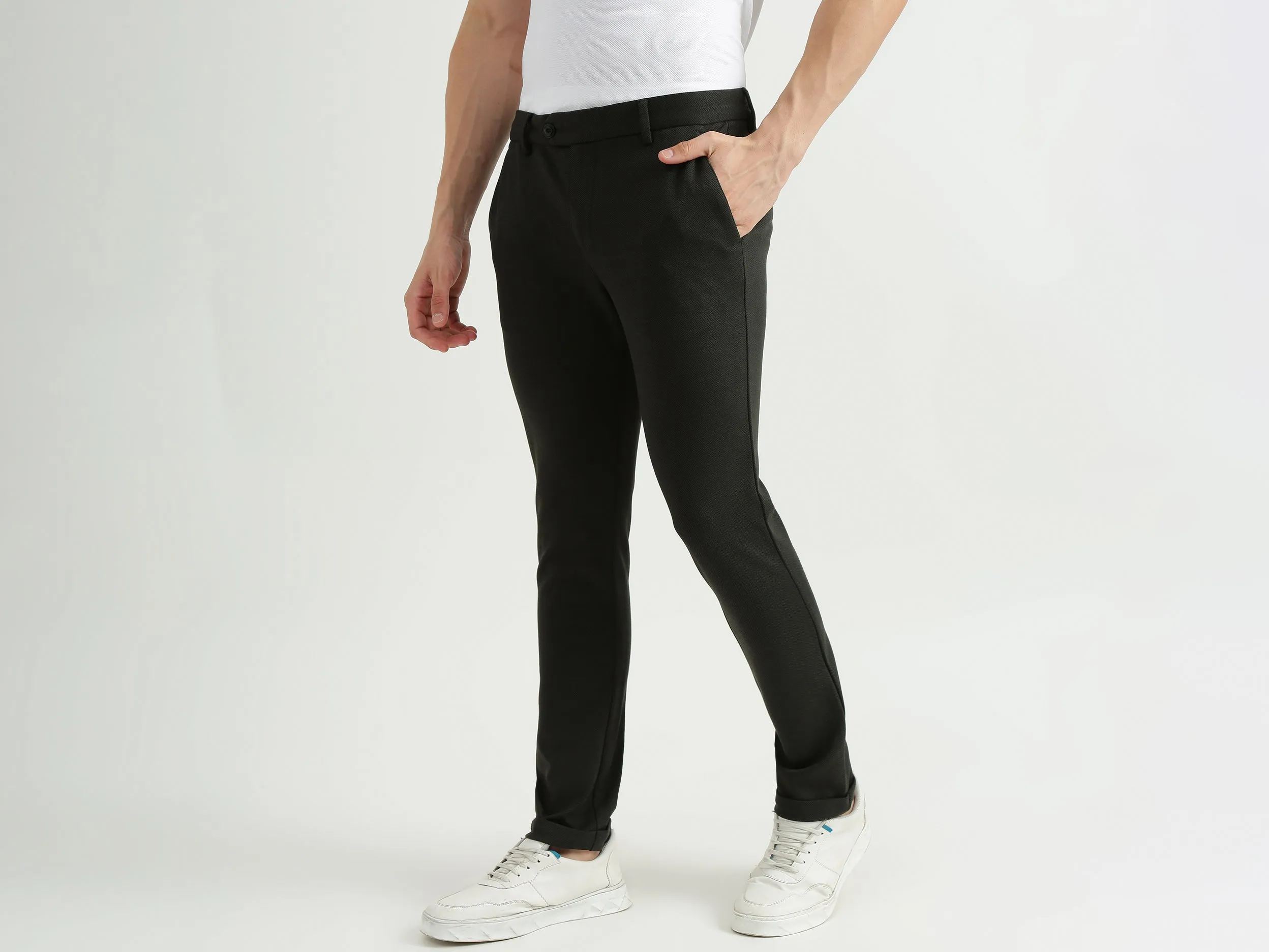 Mens Cropped Patterned Trousers