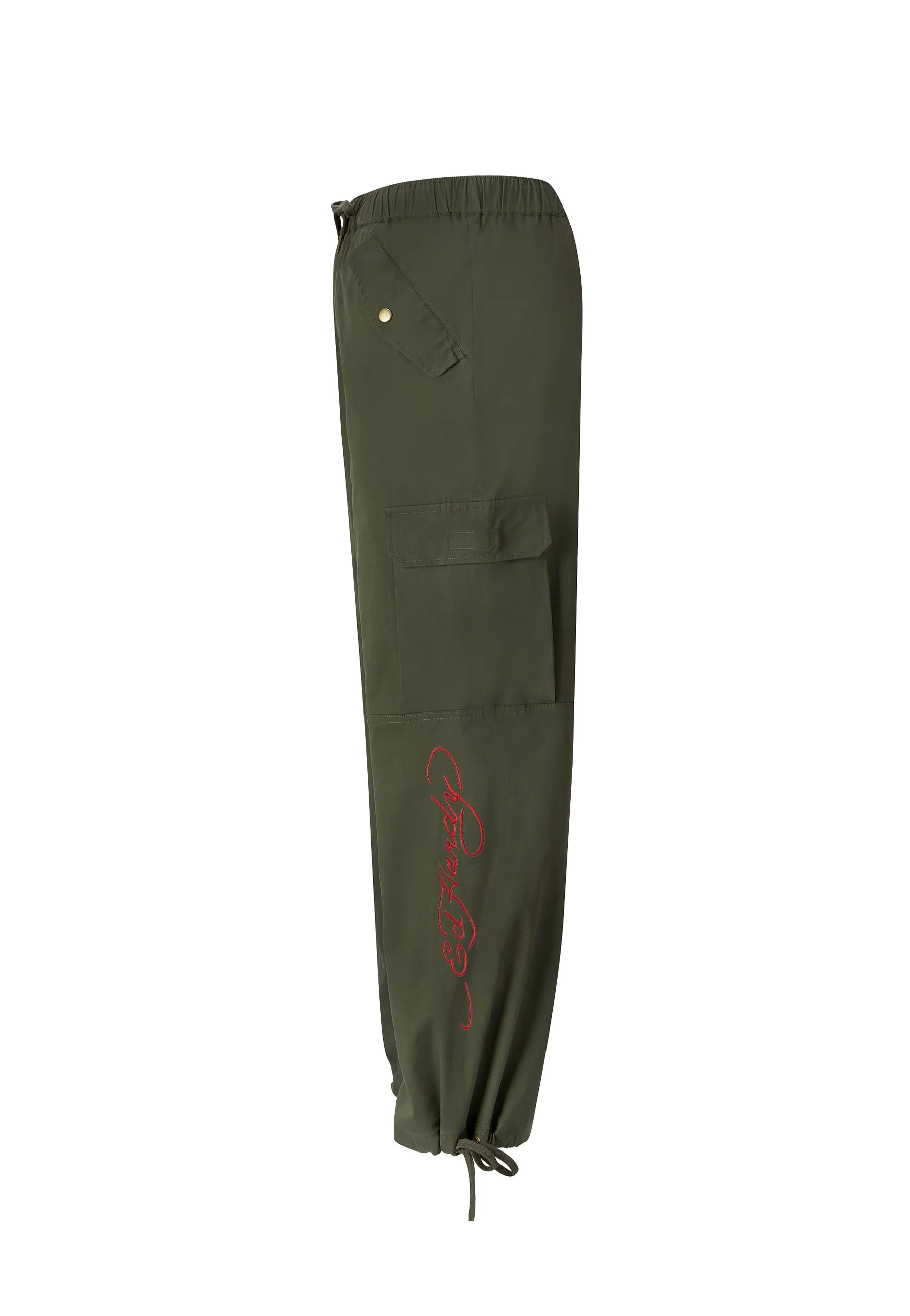 Mens Destiny Skull Wings Cargo Pants Trousers - Olive