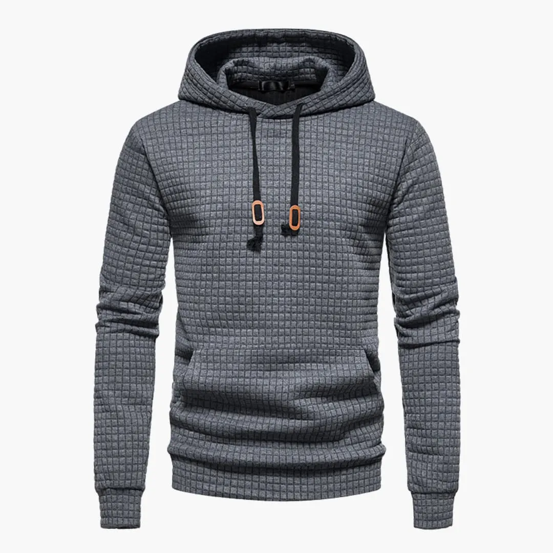Men’s Hoodie – Quilted Texture – White Casual Fit