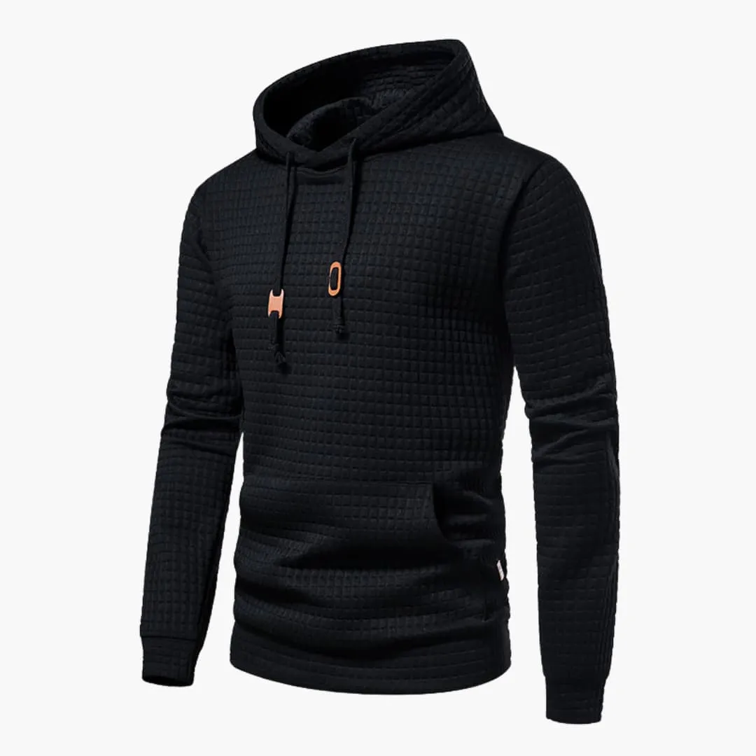 Men’s Hoodie – Quilted Texture – White Casual Fit