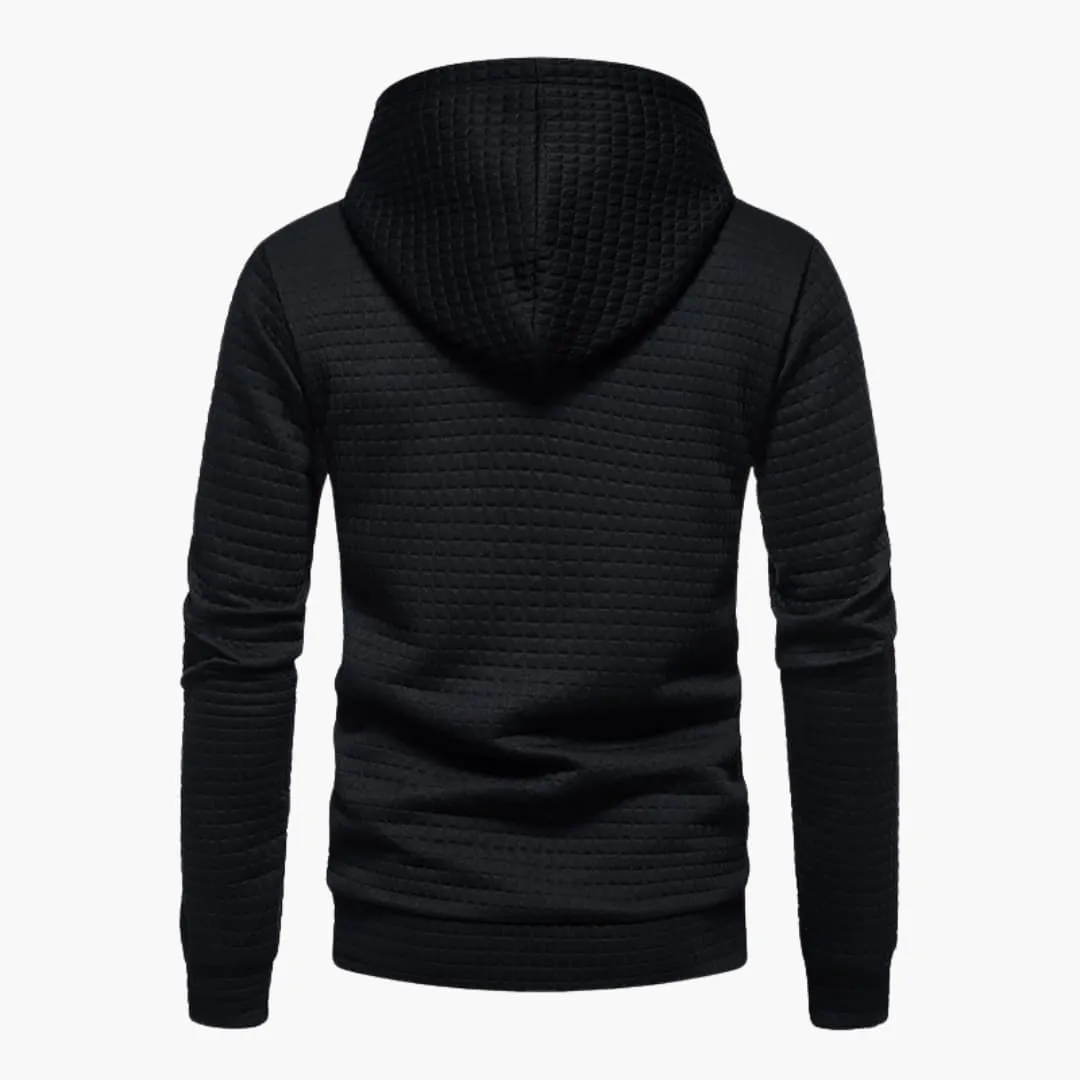 Men’s Hoodie – Quilted Texture – White Casual Fit