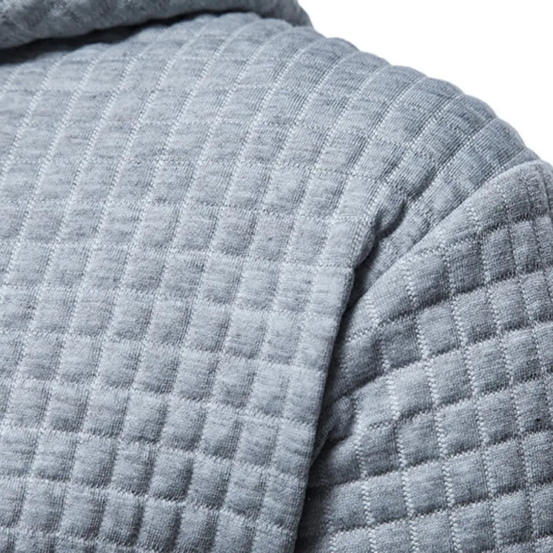 Men’s Hoodie – Quilted Texture – White Casual Fit