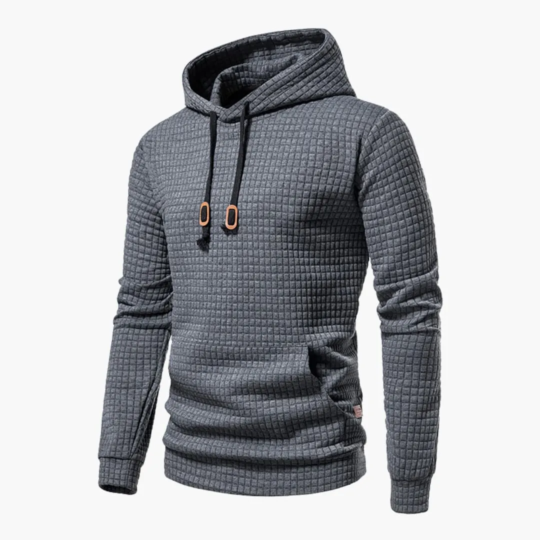 Men’s Hoodie – Quilted Texture – White Casual Fit