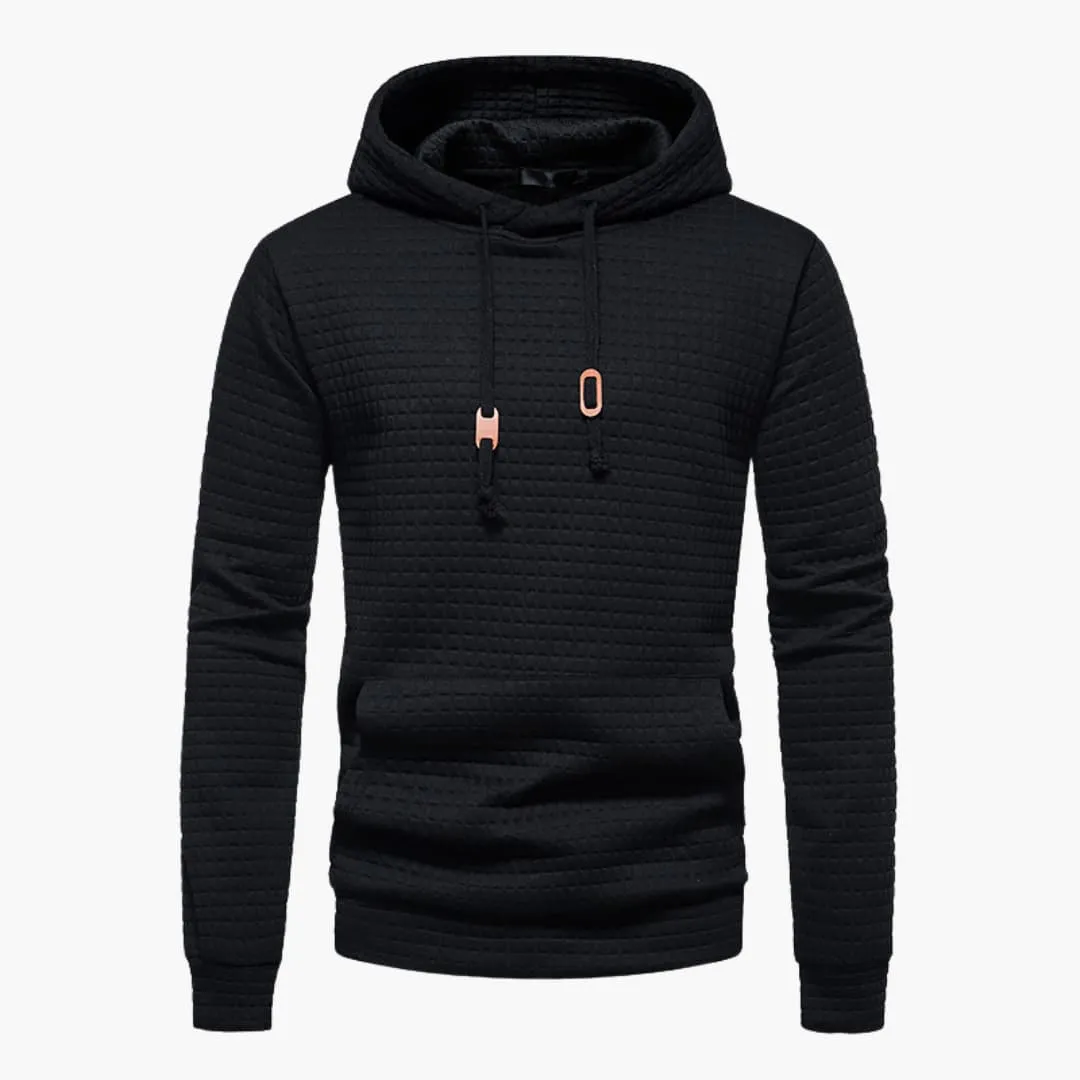 Men’s Hoodie – Quilted Texture – White Casual Fit