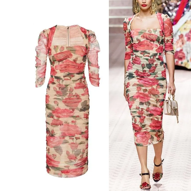 Midi Party Dinner Night Dresses Vintage Square Collar Clubwear