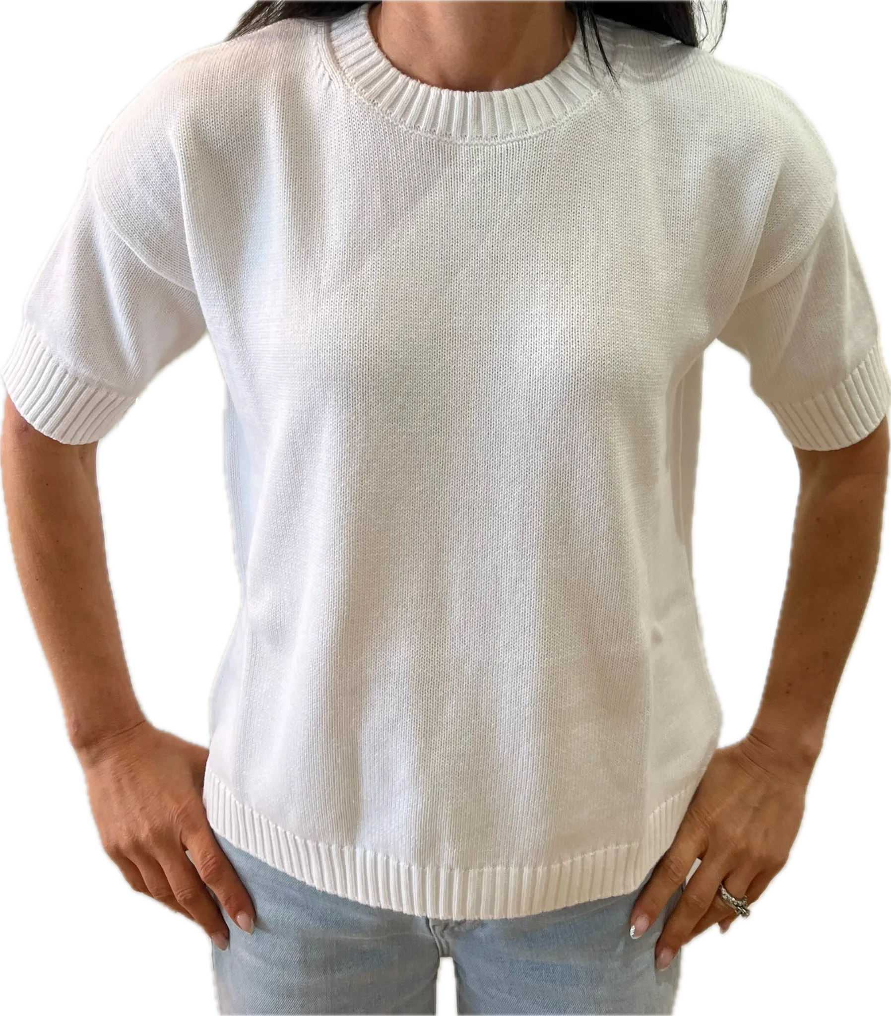Minnie Rose Short Sleeve Crew Sweater