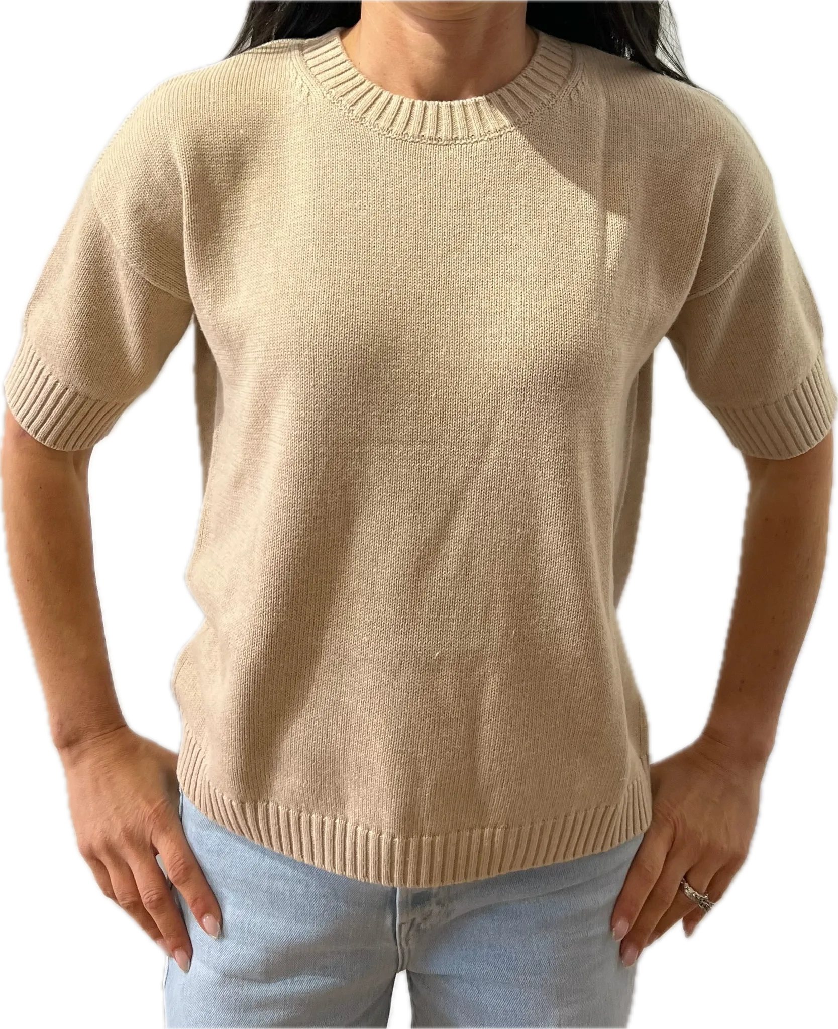 Minnie Rose Short Sleeve Crew Sweater