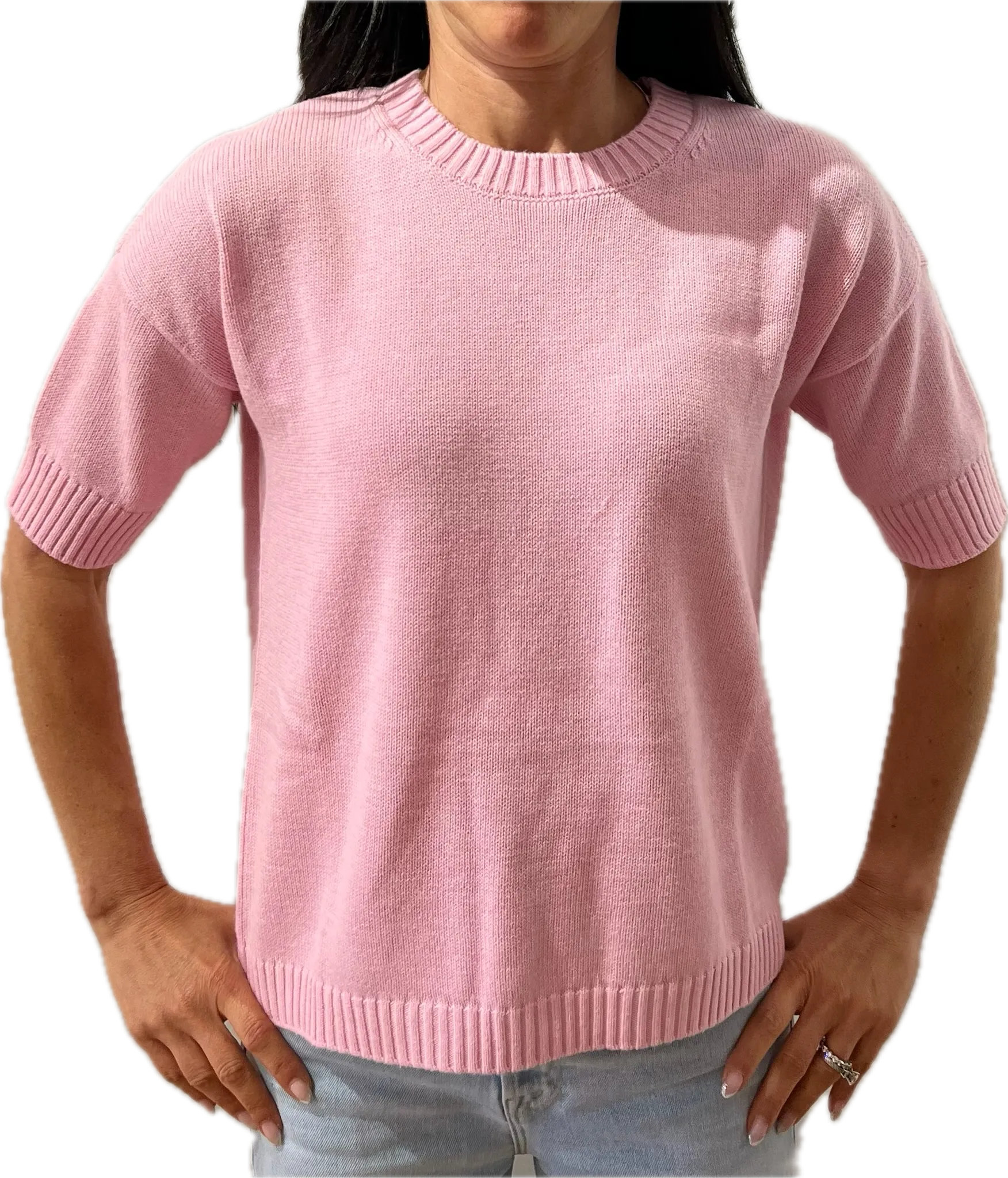 Minnie Rose Short Sleeve Crew Sweater