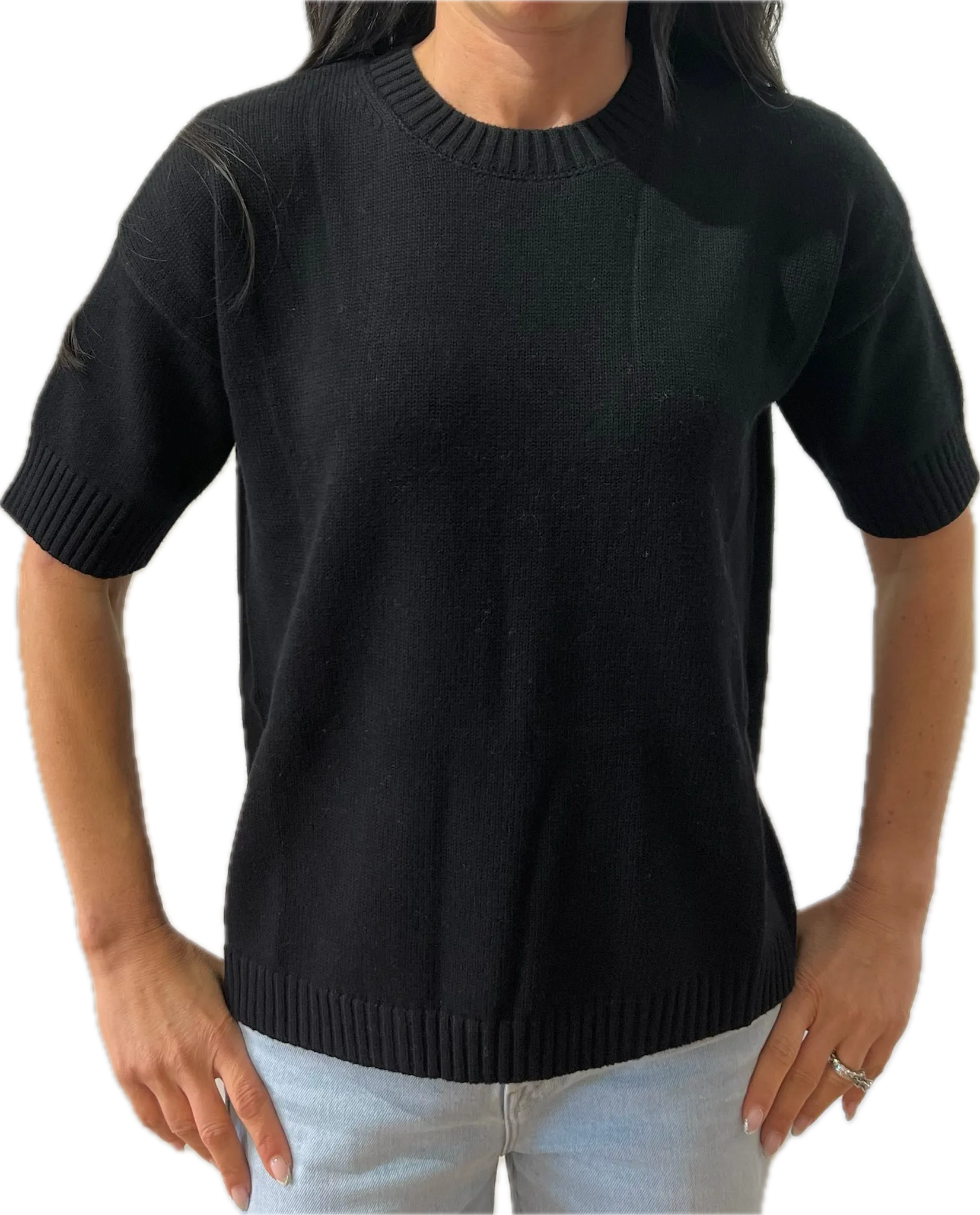 Minnie Rose Short Sleeve Crew Sweater