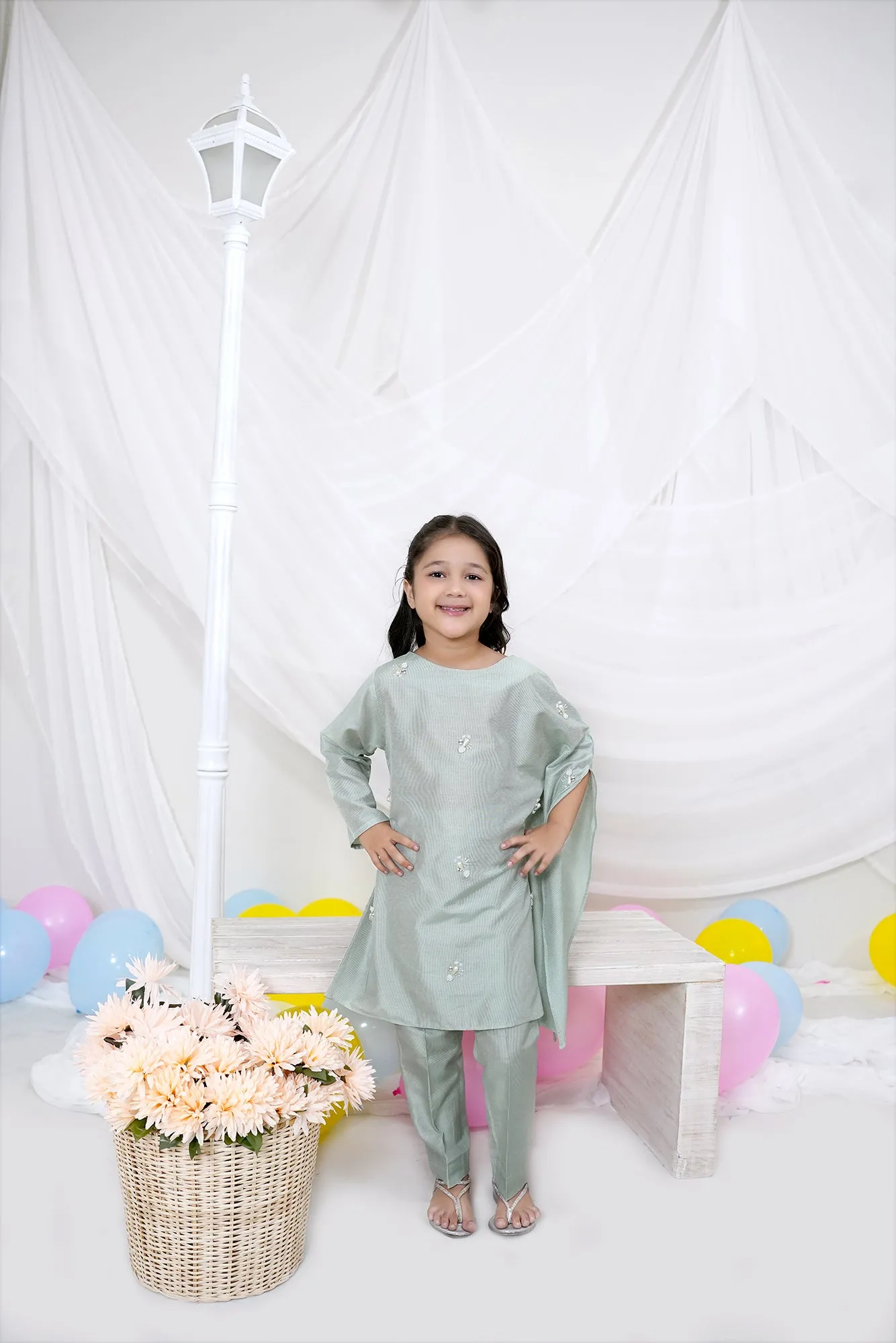 Mint Green Embroidered Chiffon