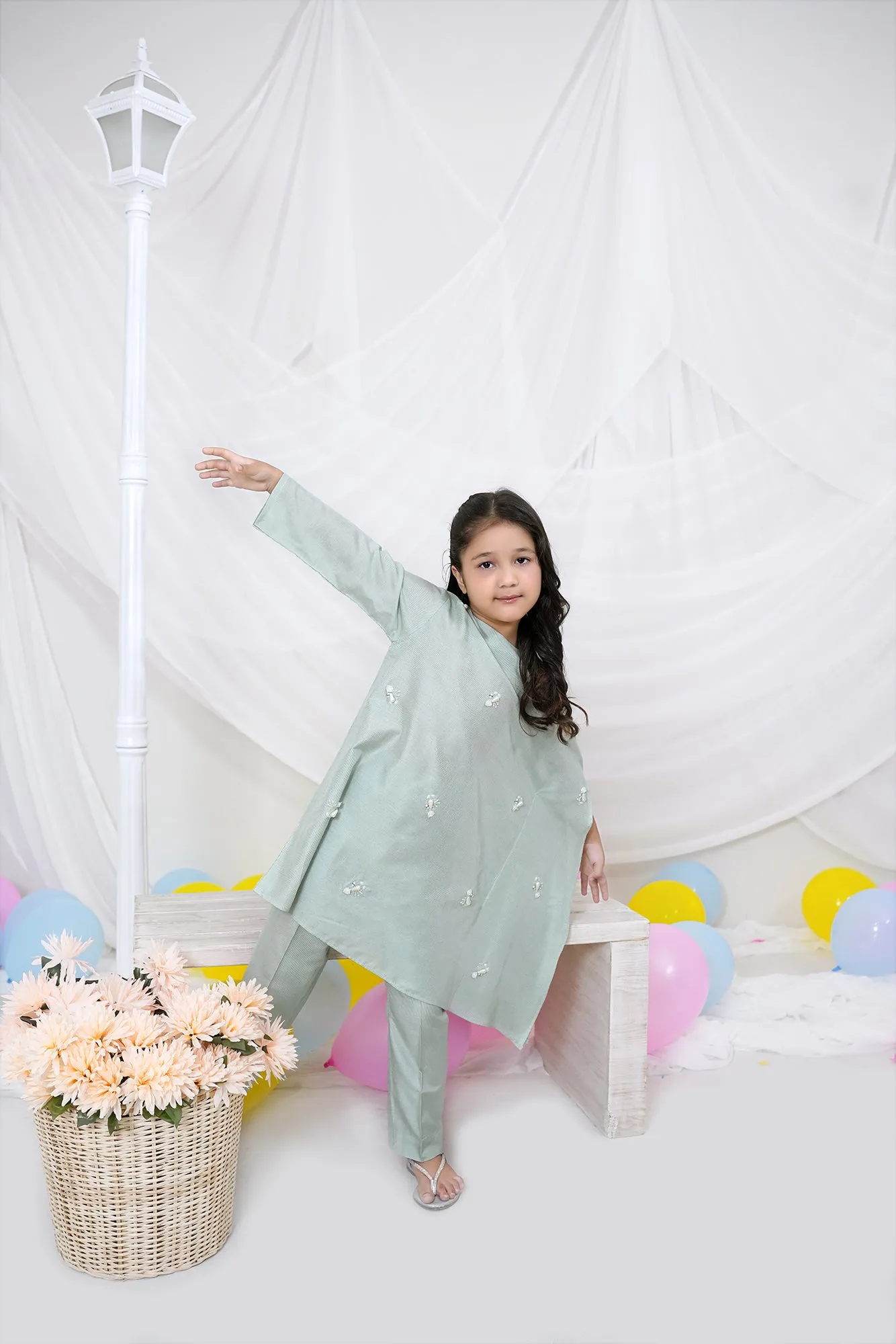 Mint Green Embroidered Chiffon
