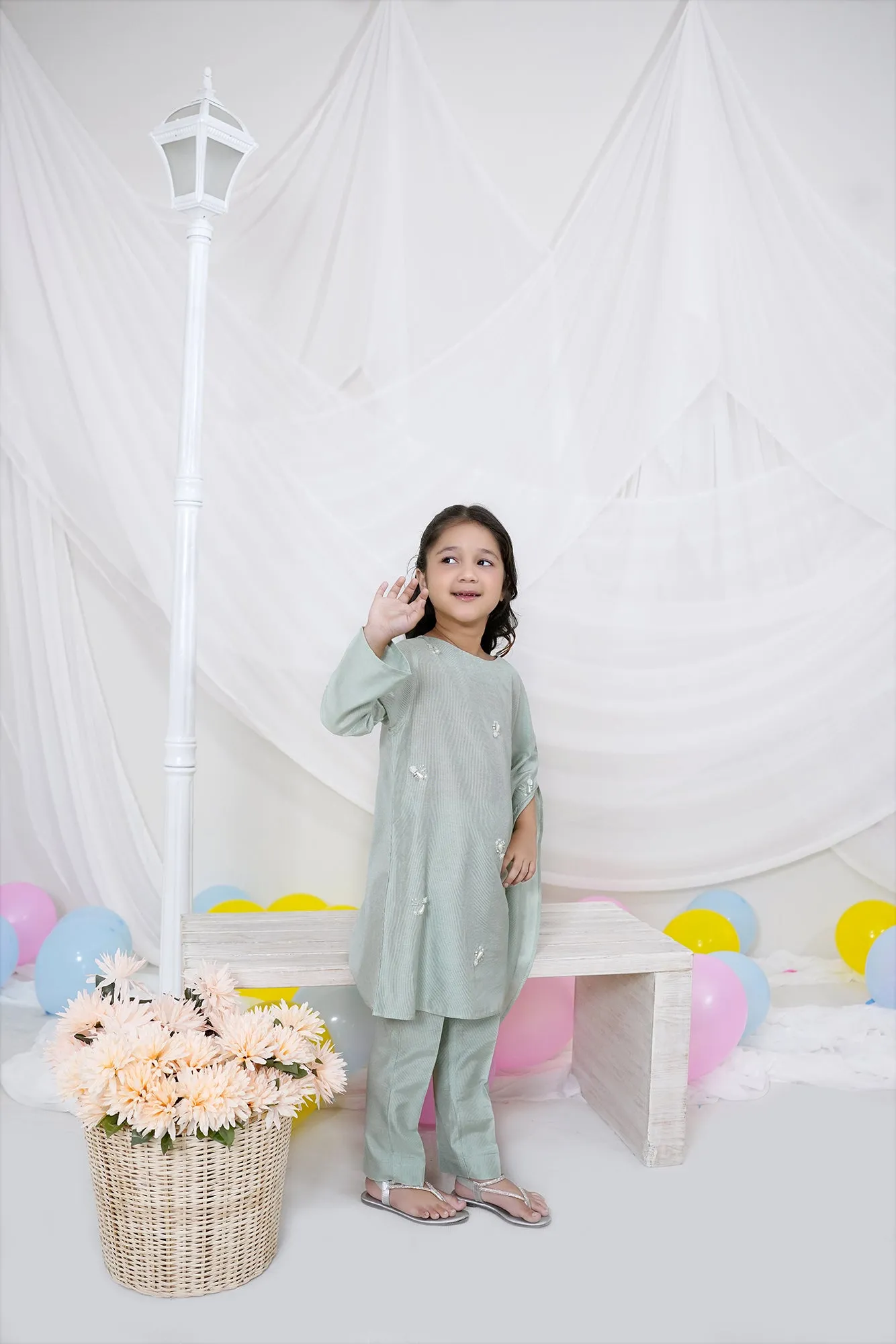 Mint Green Embroidered Chiffon