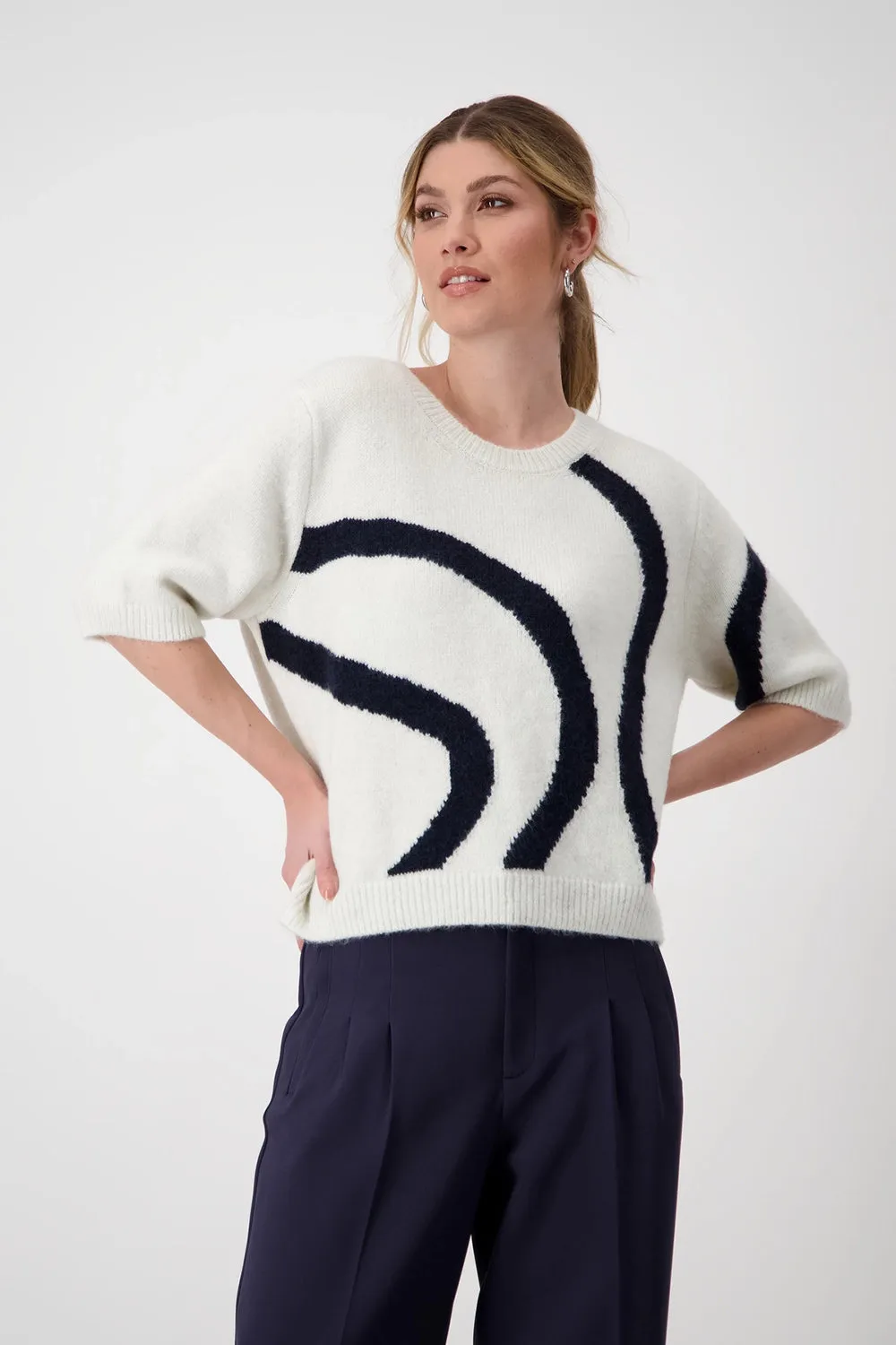 Monari S/S Knit with Black Swirl 807882