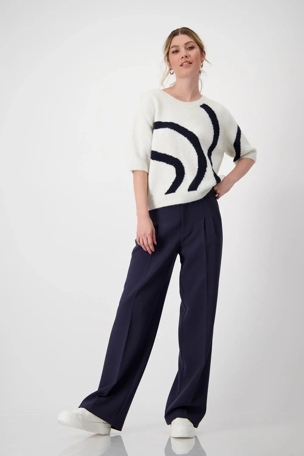 Monari S/S Knit with Black Swirl 807882