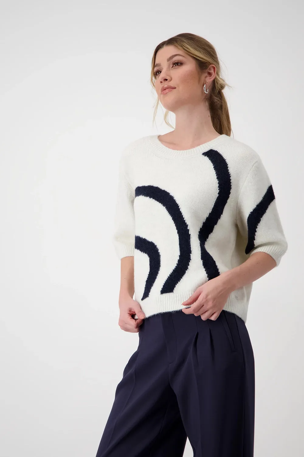 Monari S/S Knit with Black Swirl 807882